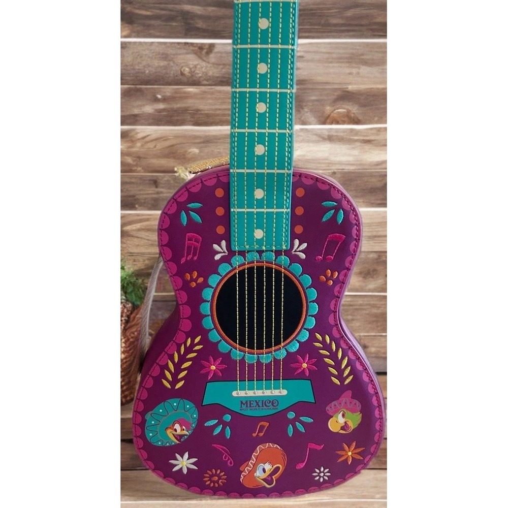 NWT 2026 Disney Parks Epcot Mexico The Three Caballeros Guitar Loungefly Bag